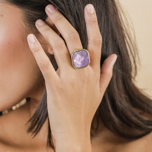 Кольцо Nature Bijoux, Lavender, разъемное, с ракушкой Capiz в смоле, NB25.1-19-25760 сиреневый фото 5